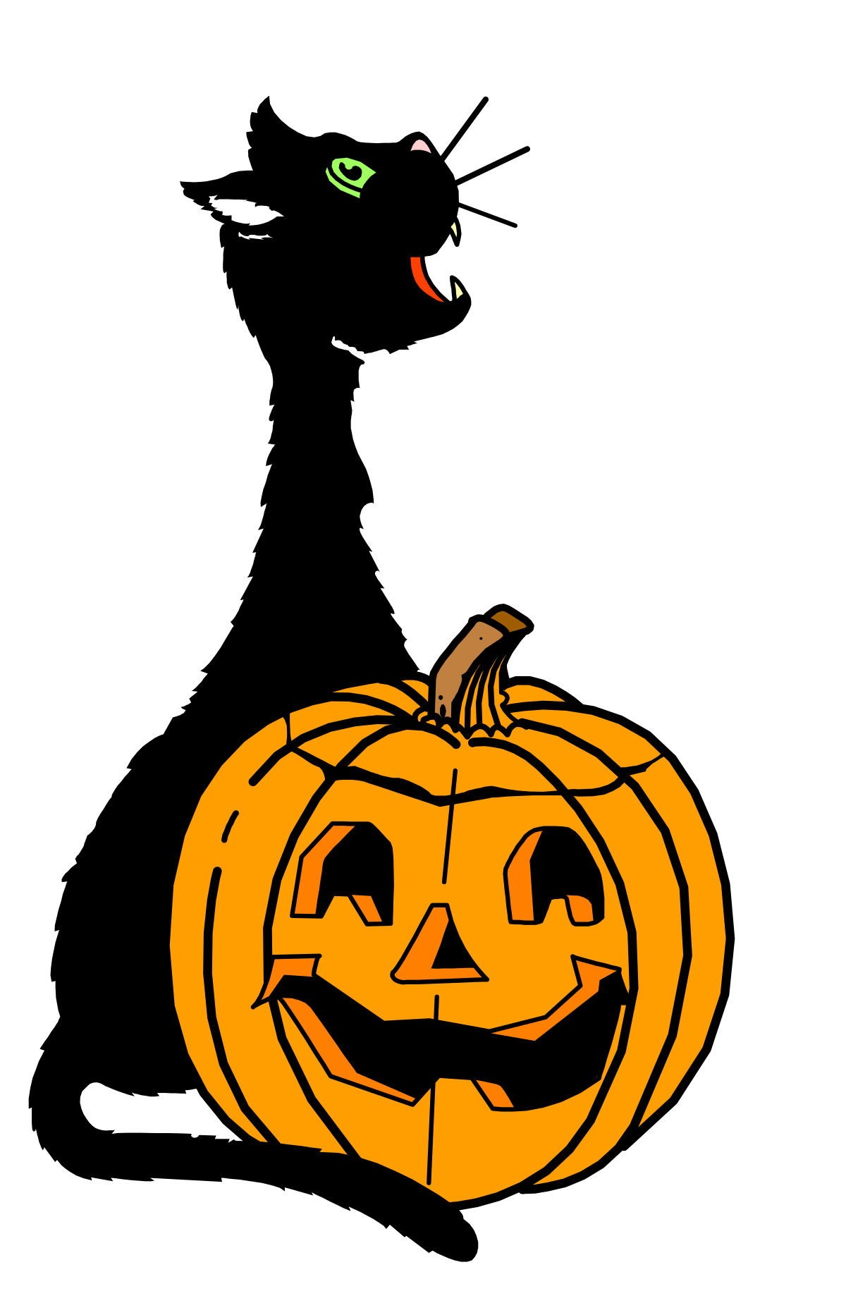 Halloween Pumpkin Clipart: Spooky Jack-o'-Lantern on Black Background