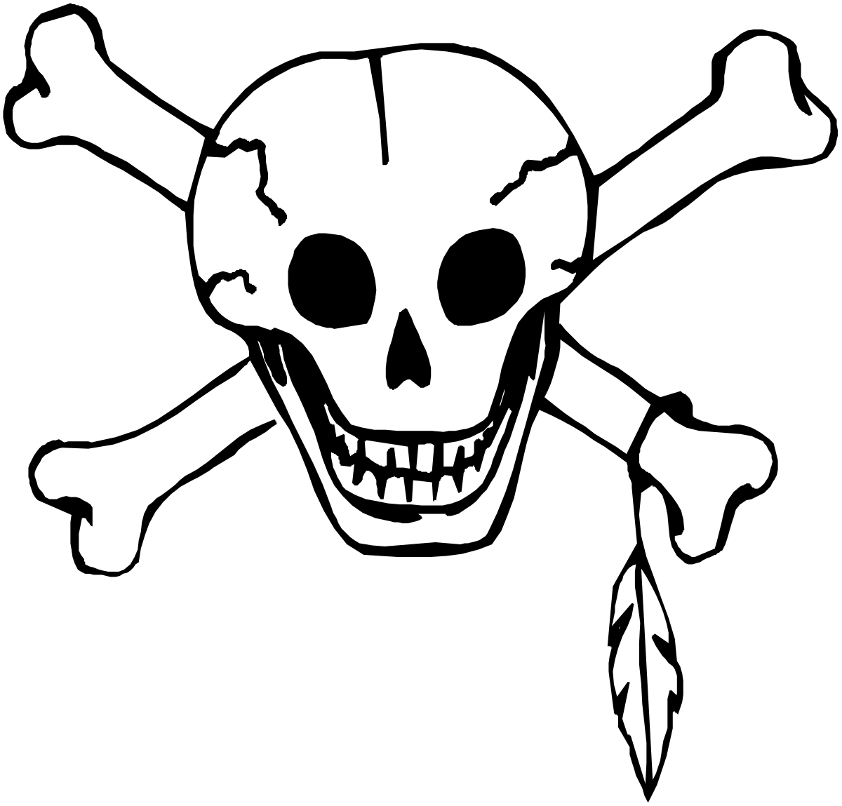 Skull and Crossbones Icon on Black Background - Bold Clipart