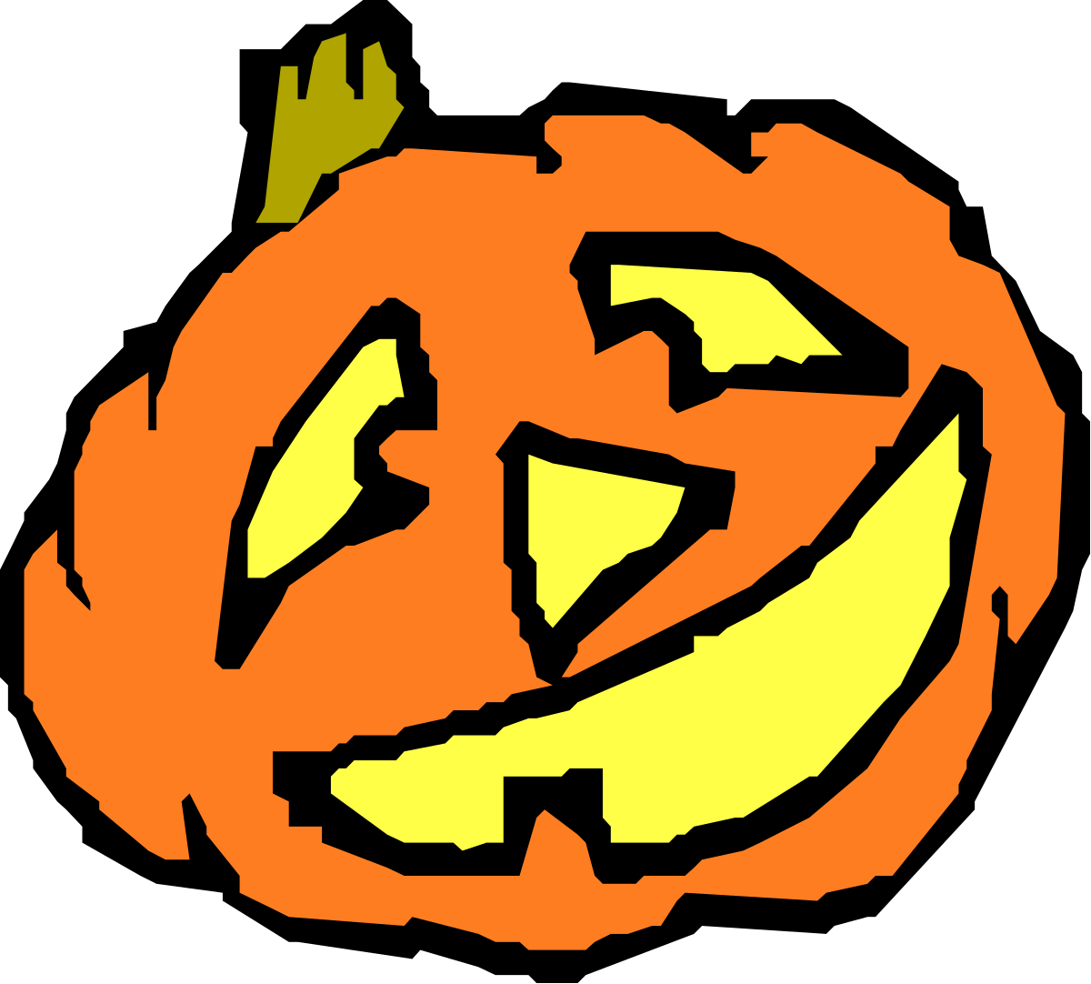 Halloween Pumpkin Clipart with Green Leaf - Spooky Seasonal Charm