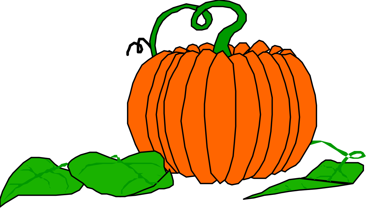 Pumpkin with Leaves Clipart - Seasonal Harvest Illustration