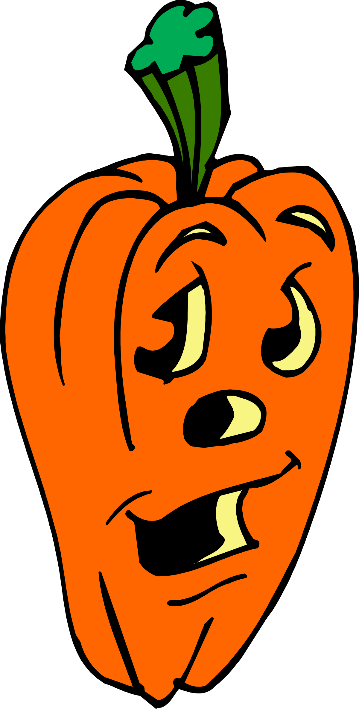 Cartoon Pumpkin with Face and Green Leaf - Fun Clipart Collection