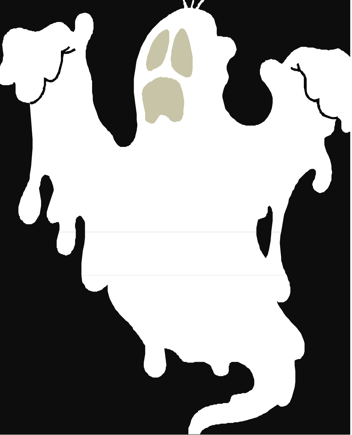 White Ghost Clipart on Black Background for Spooky Themes