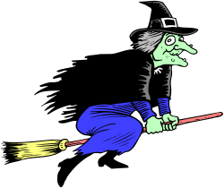 Cartoon Witch Flying on a Broom - Enchanting Clipart for All Occasions