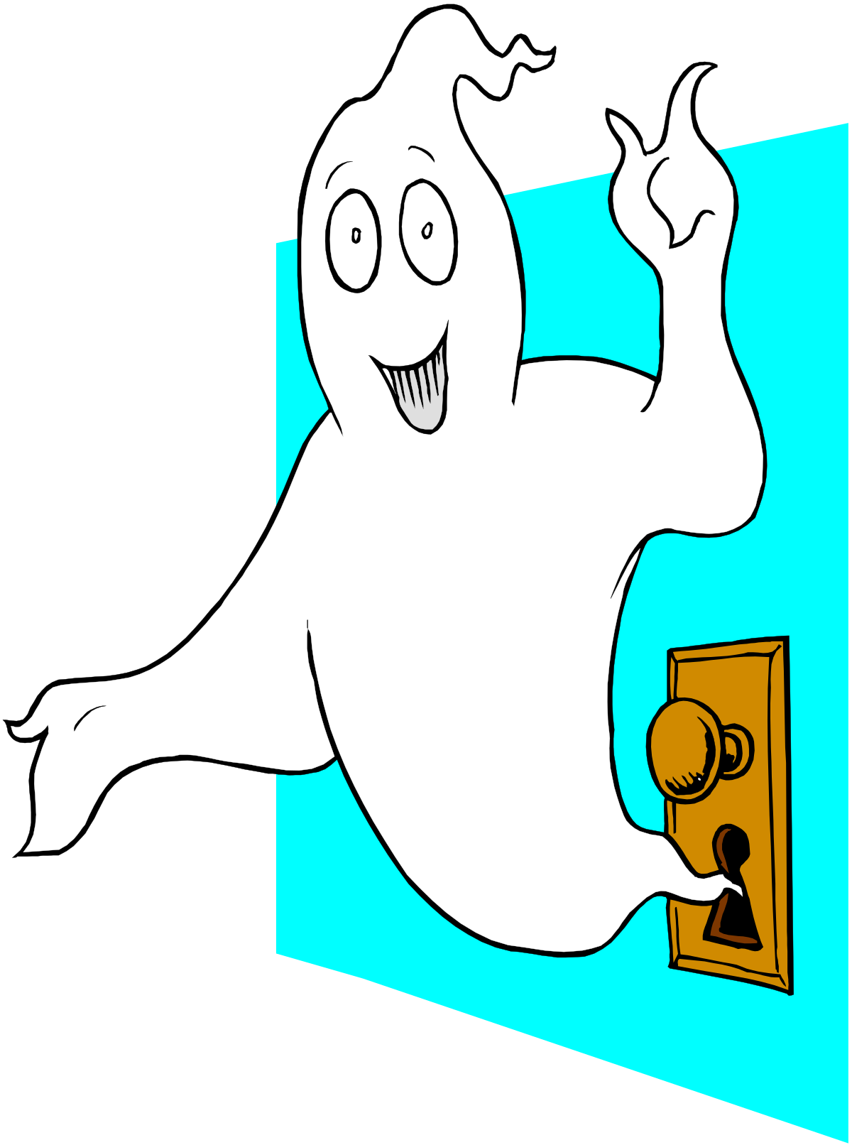 Ghost Emerging from Door Clipart - Haunting Illustrations for Spooky Designs