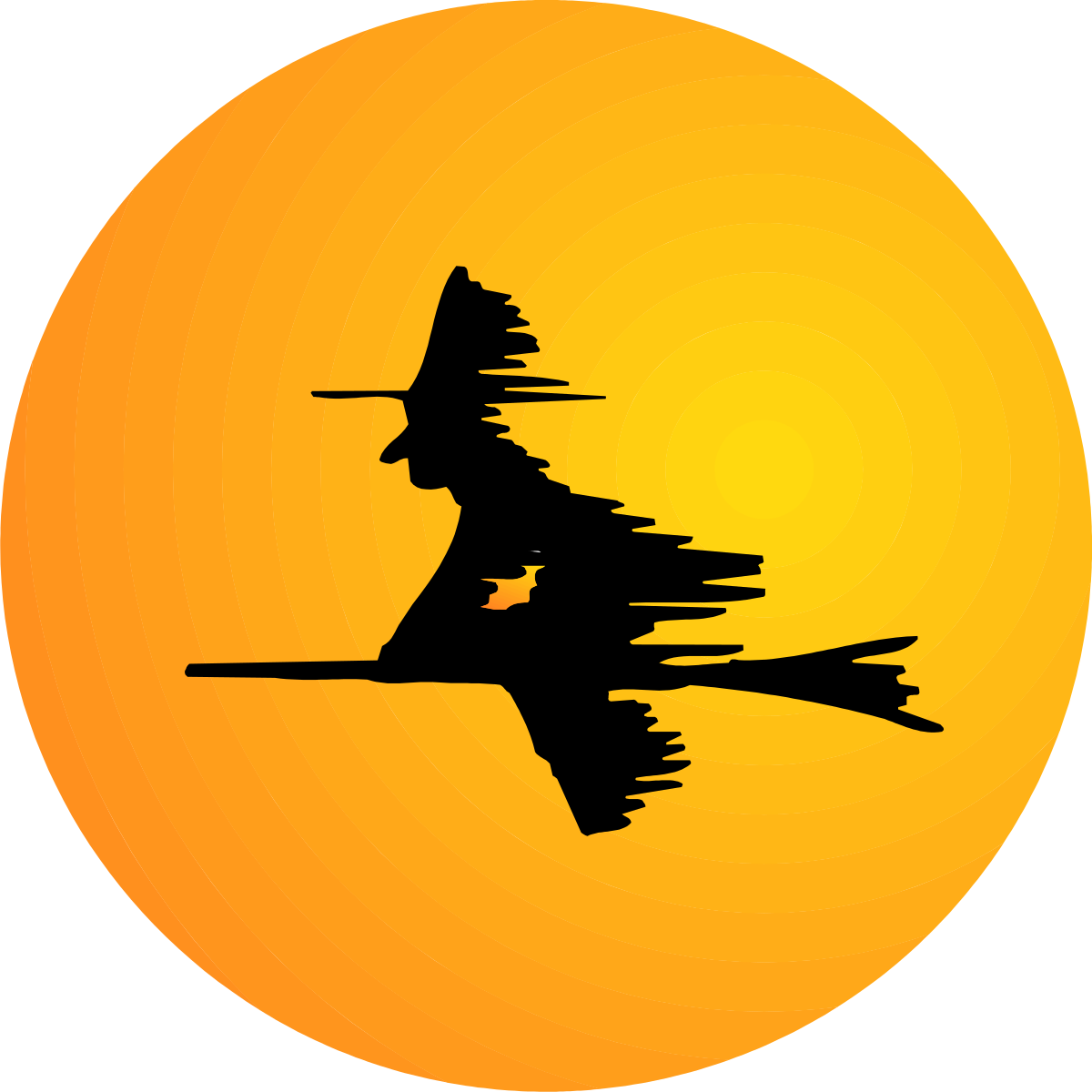 Witch Silhouette Flying in Front of Full Moon Clipart