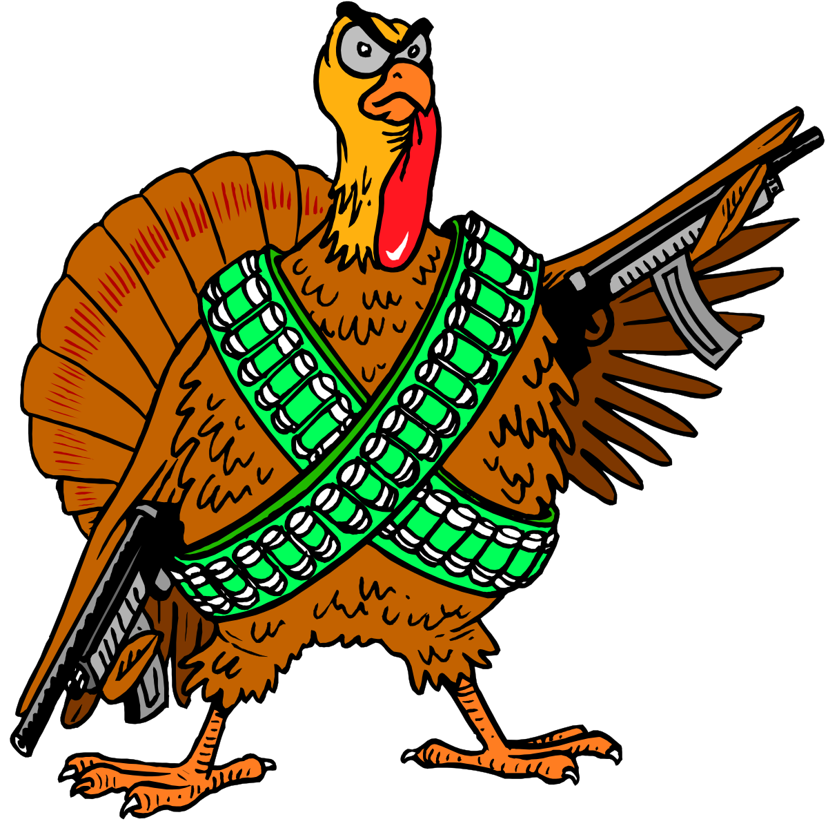 Turkey with Rifle and Vest Clipart for Creative Projects