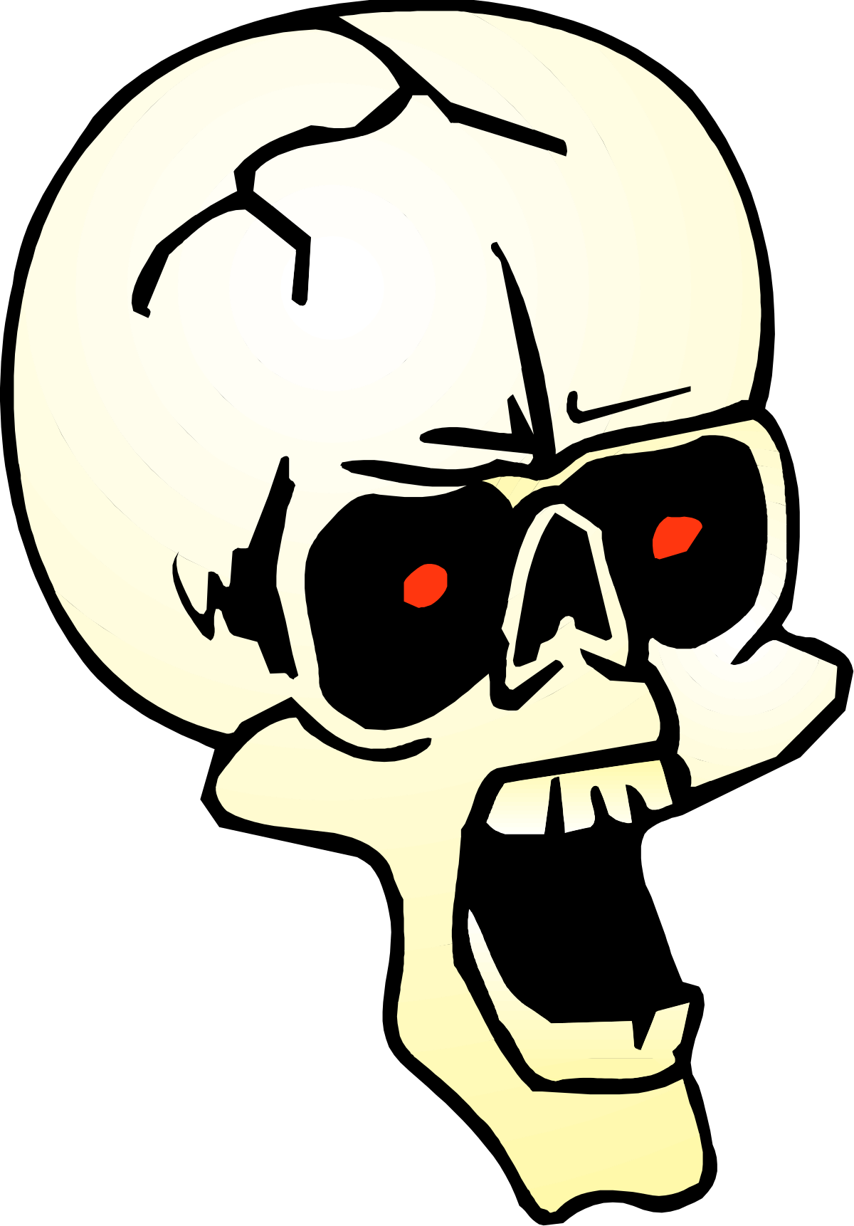 Skull with Red Eyes on Black Background - Striking Clipart Design