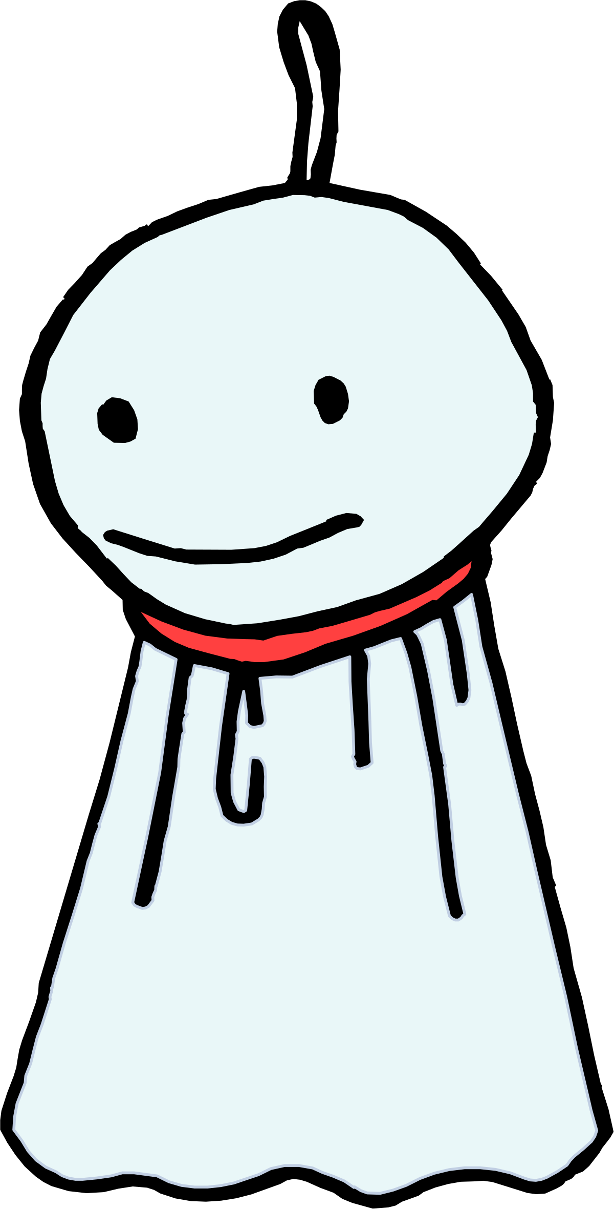Cartoon Character Clipart: Whimsical Figure with Red Collar and White Dress