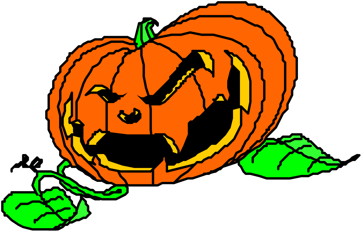 Pumpkin Clipart with Face and Leaves for Fall Decor