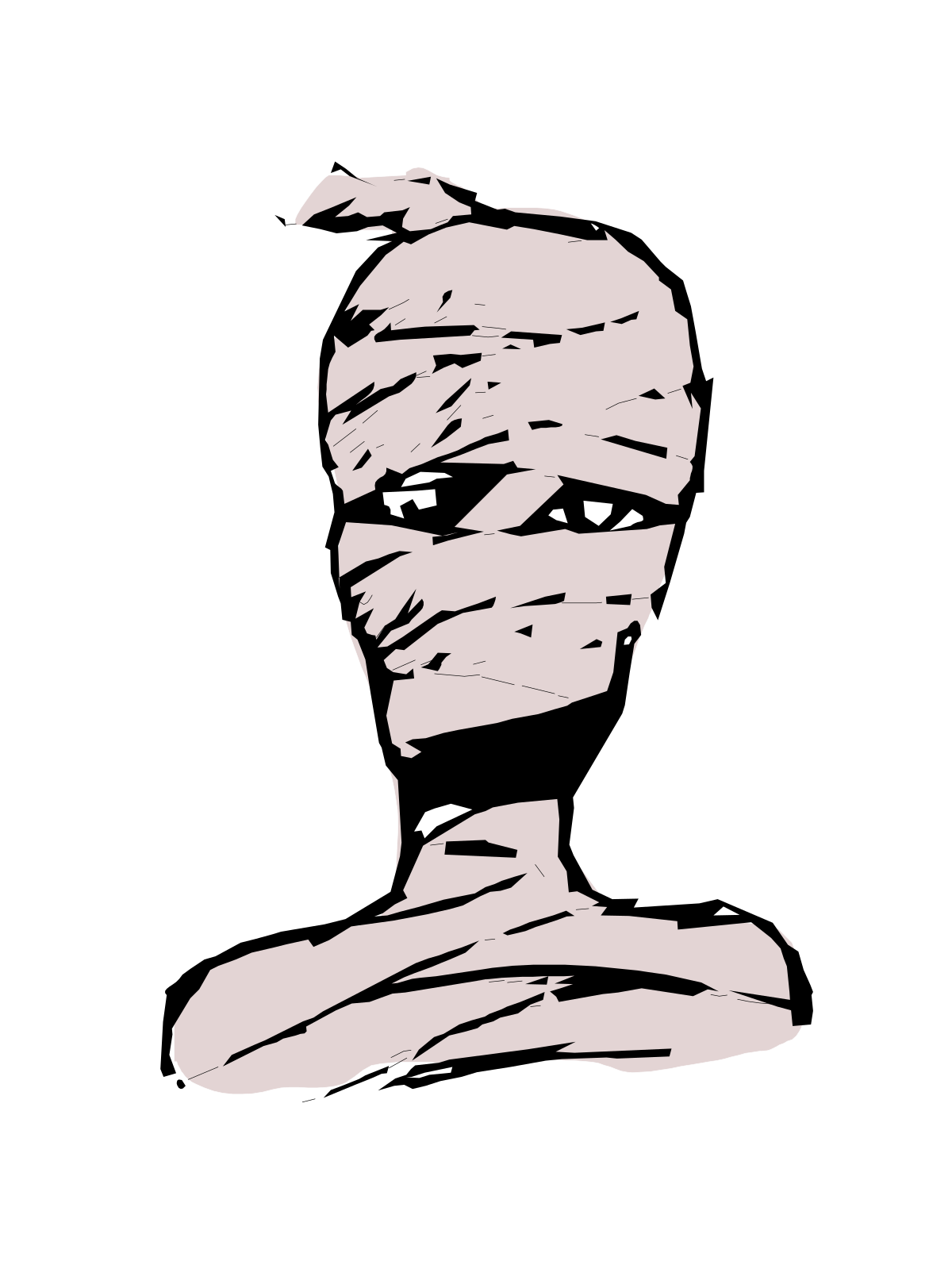 Black and White Drawing of a Man's Face Clipart