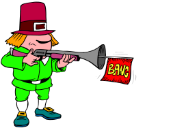 Cartoon Character with Gun and Sign - Fun Clipart for Various Projects