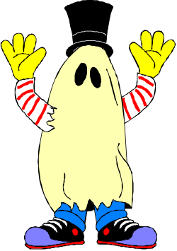 Cartoon Ghost with Hat and Gloves - Spooky Fun Clipart for Creative Projects