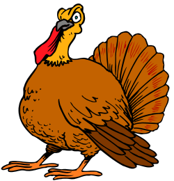 Turkey with Red Beak on Black Background - Clipart Image