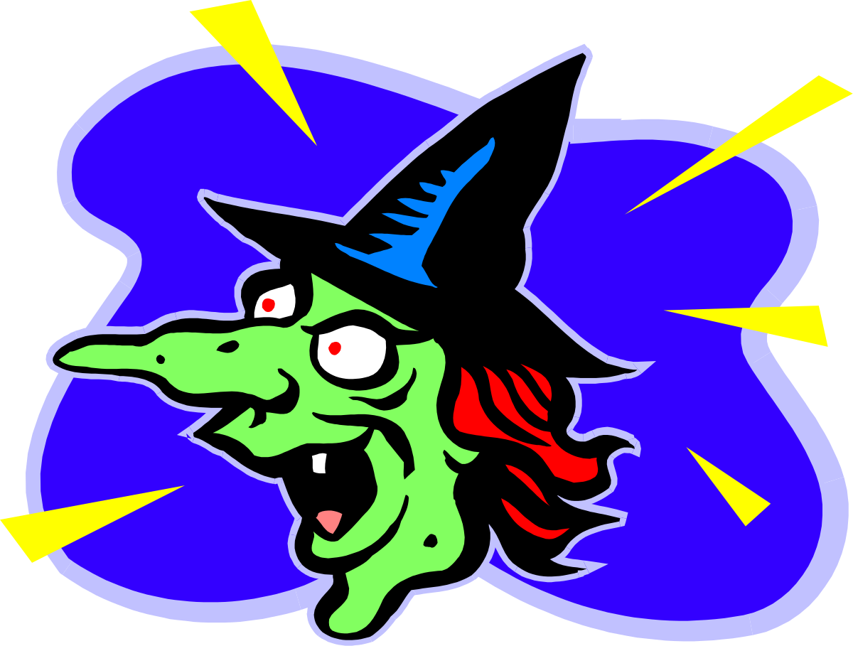Cartoon Witch Flying Through Purple Flowers - Whimsical Clipart