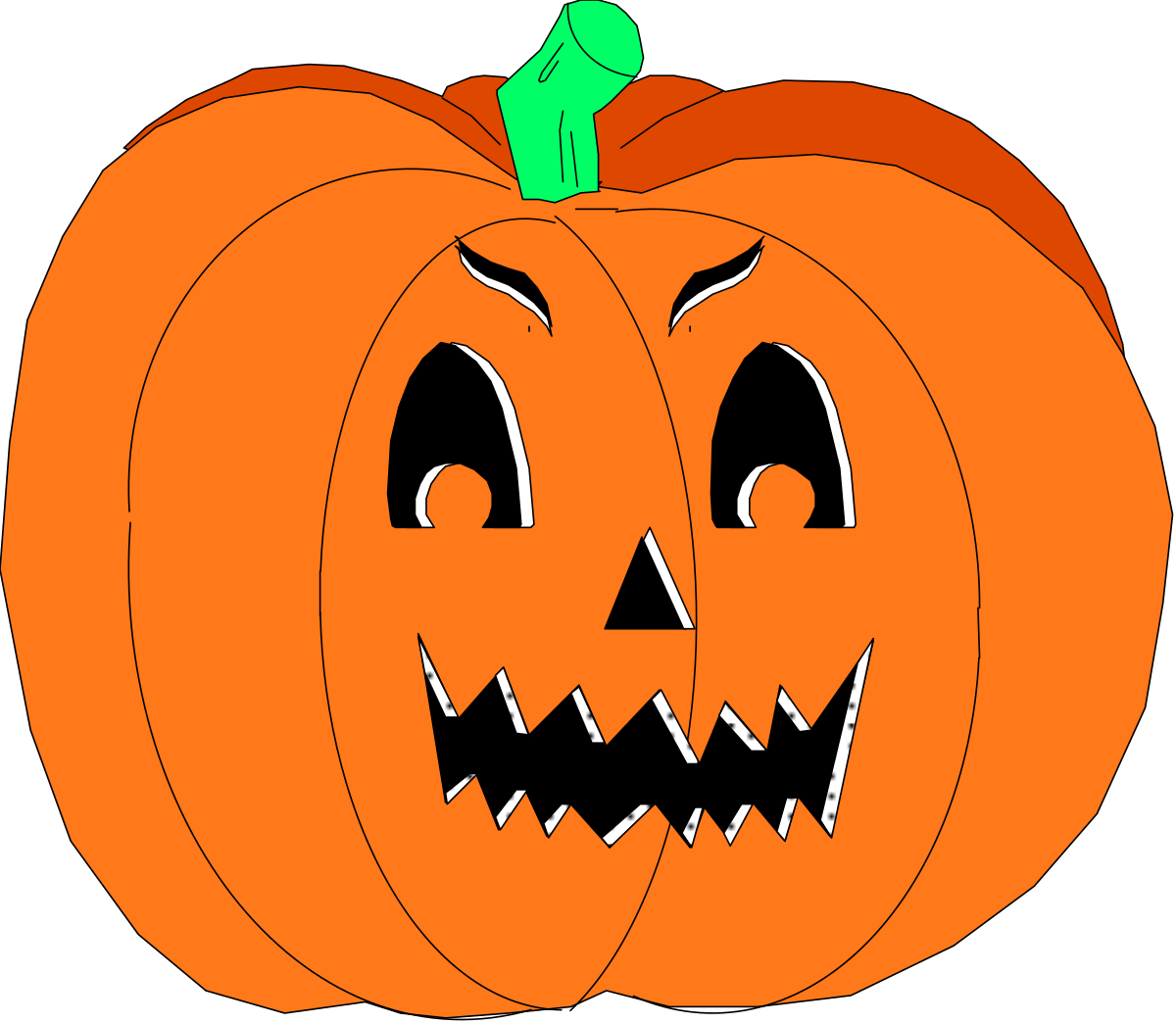 Pumpkin Clipart with Green Leaf - Perfect for Seasonal Designs
