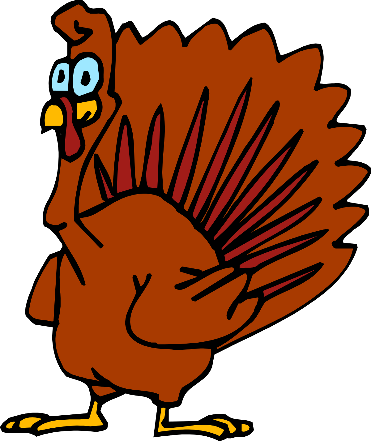 Turkey with Red Tail on Black Background - Stunning Clipart Design