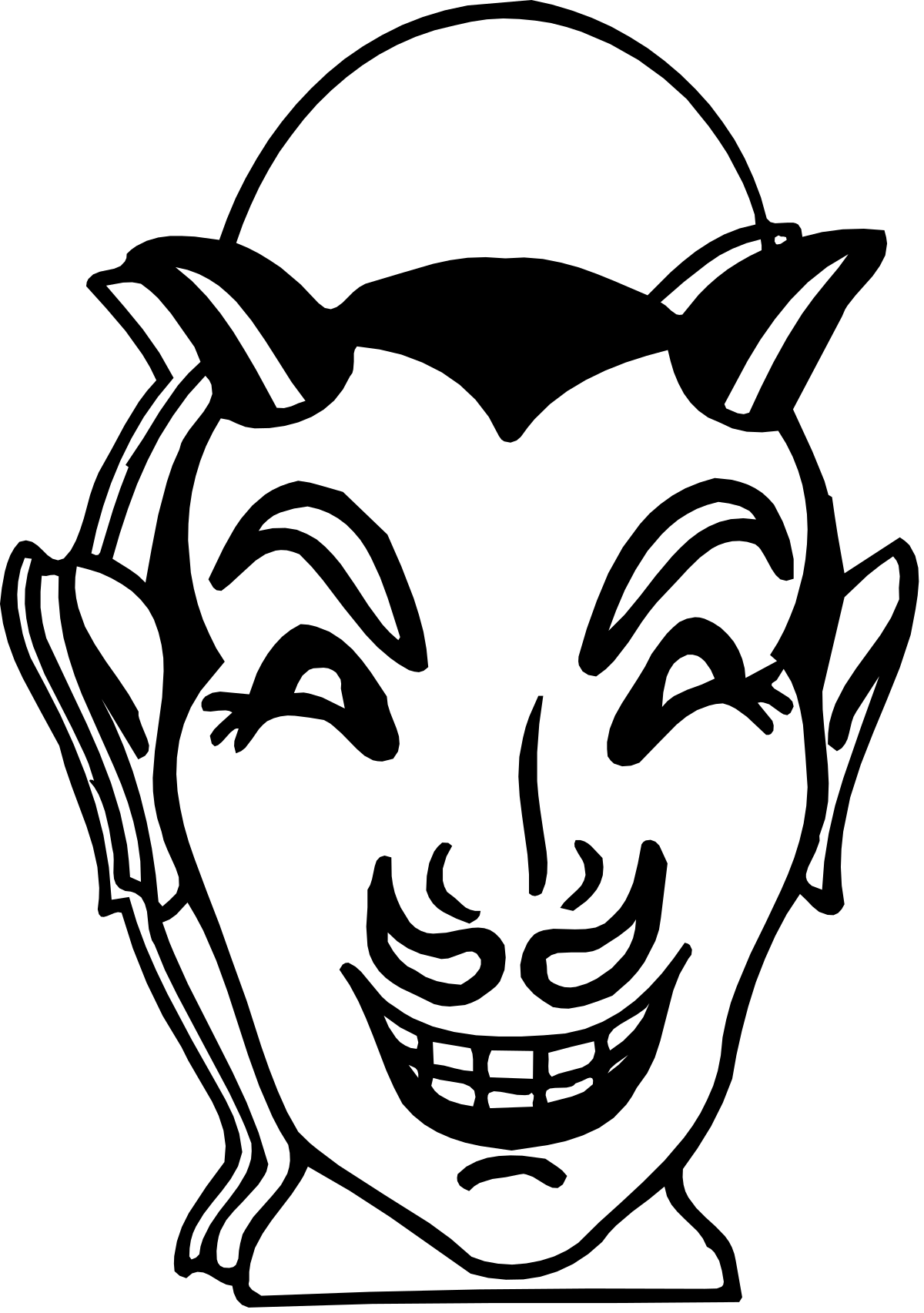 Smiling Devil Clipart - Black and White Illustration for Creative Projects