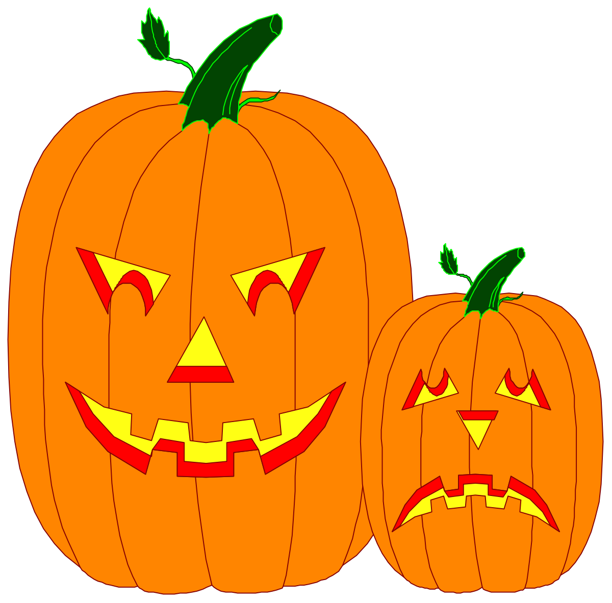 two pumpkins with faces clip art png transparent Pumpkins with Faces Clipart - Fun and Playful Halloween Graphics