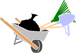 Wheel with Shovel - Versatile Clipart for Creative Projects