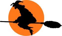 Witch Silhouette Flying Through the Air - Enchanting Clipart Collection
