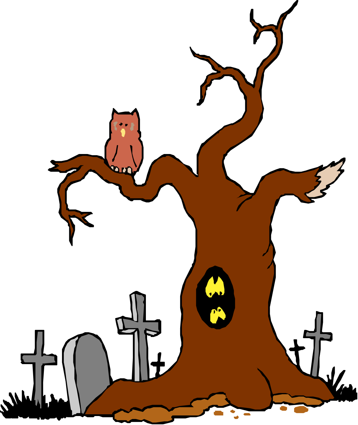 Cartoon Tree with Bird - Vibrant Nature Clipart for Your Projects