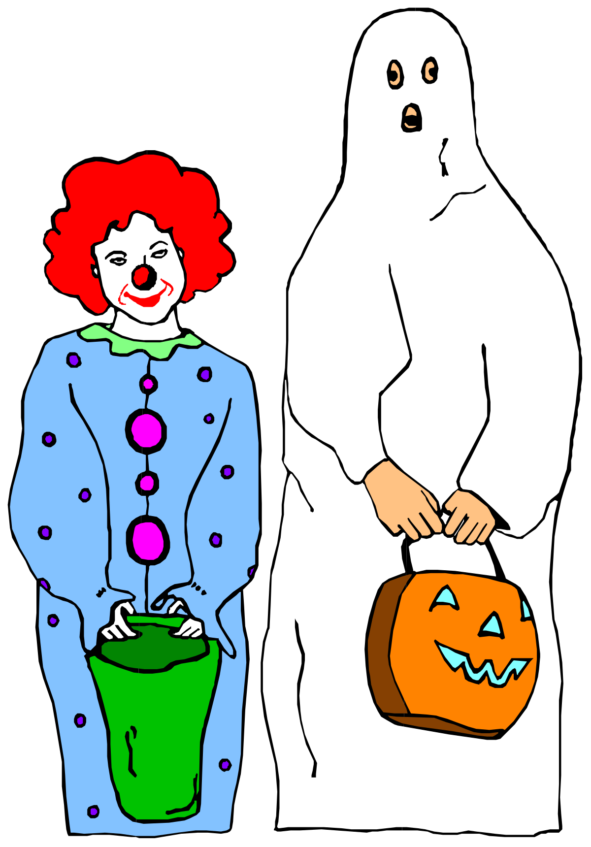 Ghost Costume Woman Holding Bucket - Spooky Clipart Collection