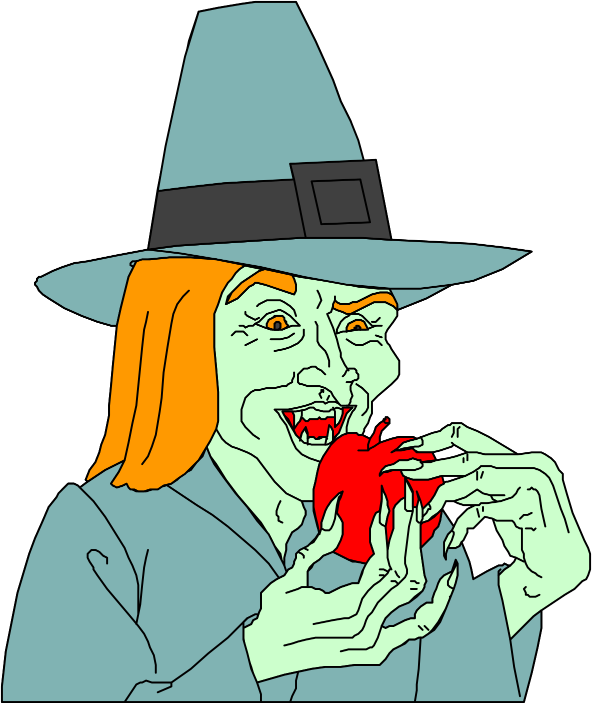 a woman in a witch costume eating a red apple clip art png transparent Witch Costume Woman Eating Red Apple Clipart