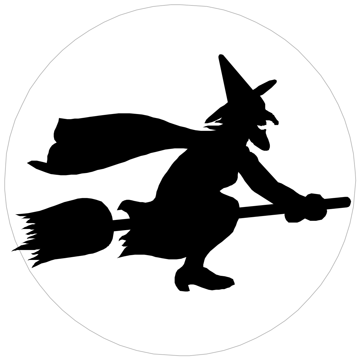Witch Silhouette Flying in the Sky - Enchanting Halloween Clipart