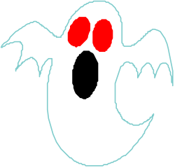 White Ghost with Red Eyes and Black Nose Clipart - Spooky Halloween Design