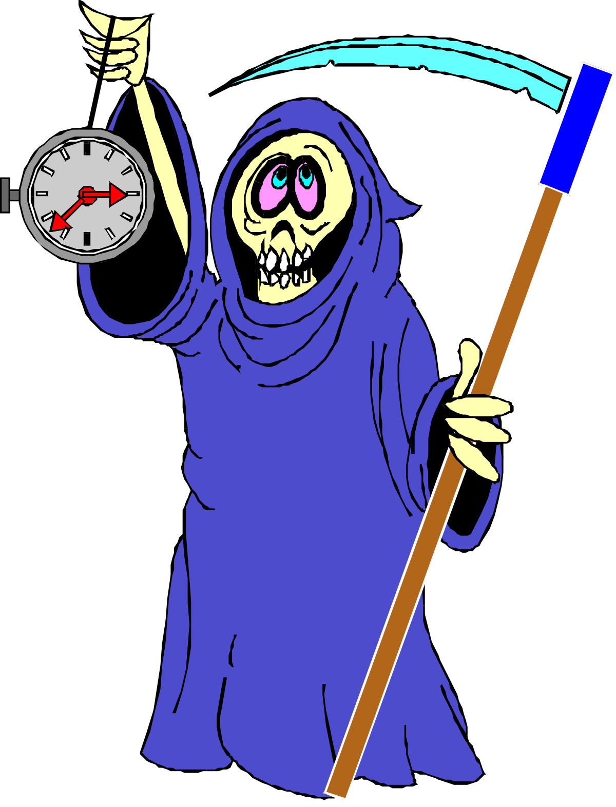 Cartoon Character Holding Clock and Stick Clipart - Fun and Whimsical Graphics