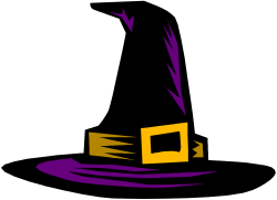 Witch Hat Clipart with Purple and Yellow Stripes - Perfect for Halloween Themes