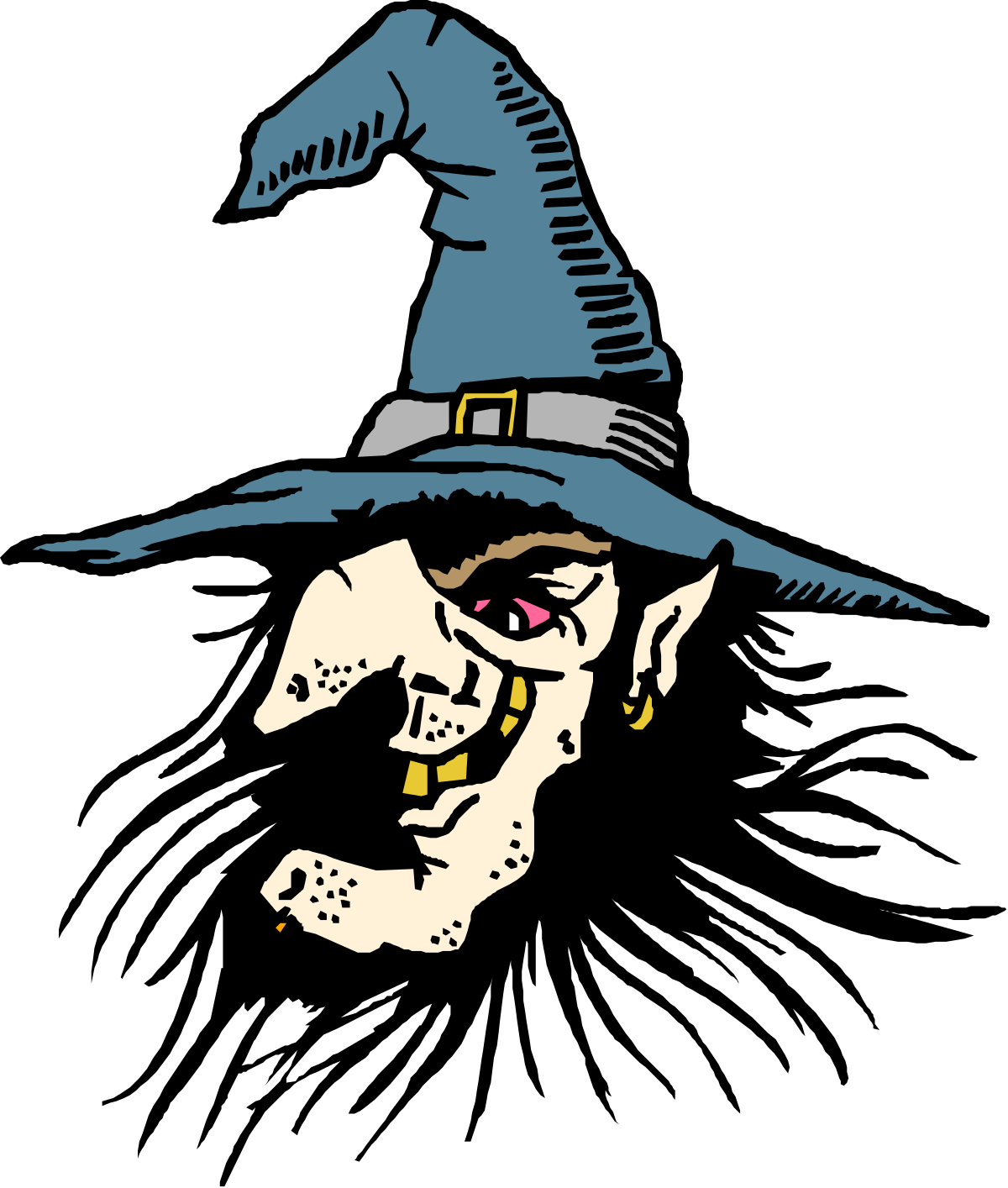 Witch Clipart with Hat and Nose - Enchanting Halloween Graphics