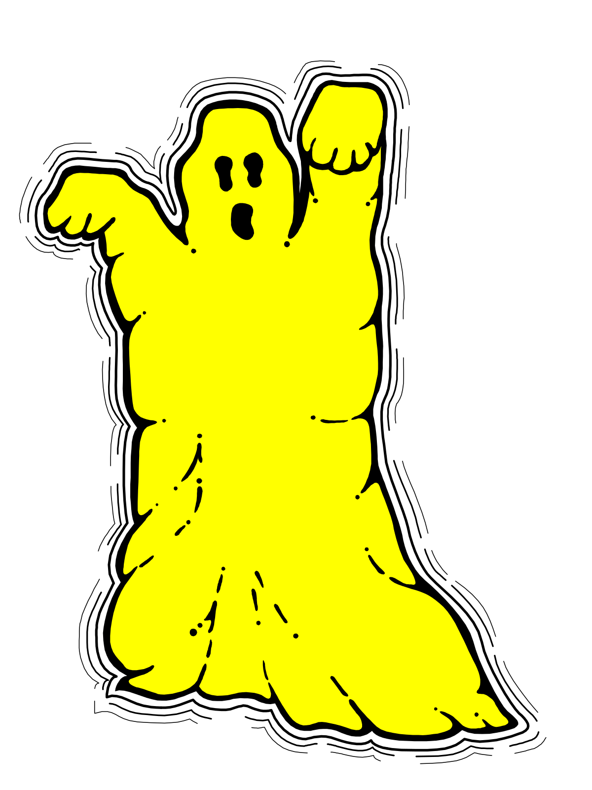 Yellow Ghost Clipart on Black Background