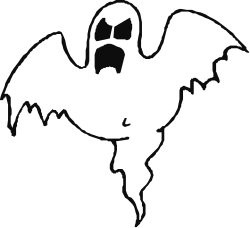 White Ghost Clipart on Black Background - Spooky and Fun