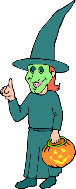 Cartoon Witch Holding Pumpkin - Spooky Halloween Clipart
