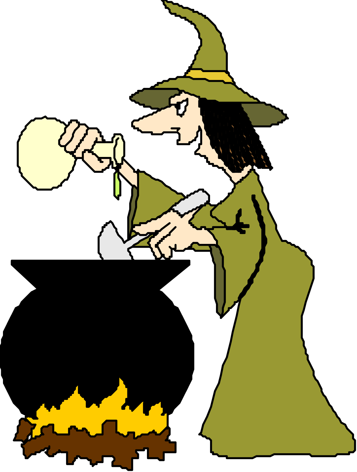 a witch with a broom and a cat clip art png transparent Witch with Broom and Cat Clipart for Halloween Themes