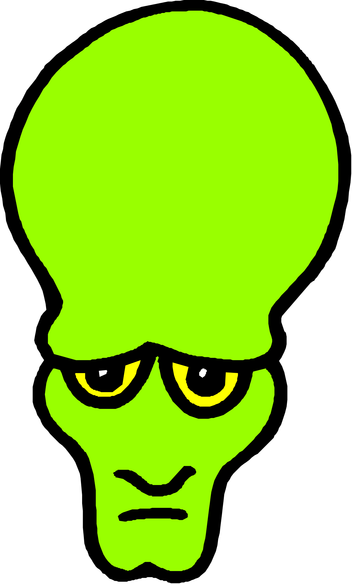 a green alien head with yellow eyes clip art png transparent Green Alien Head with Yellow Eyes Clipart for Fun Designs