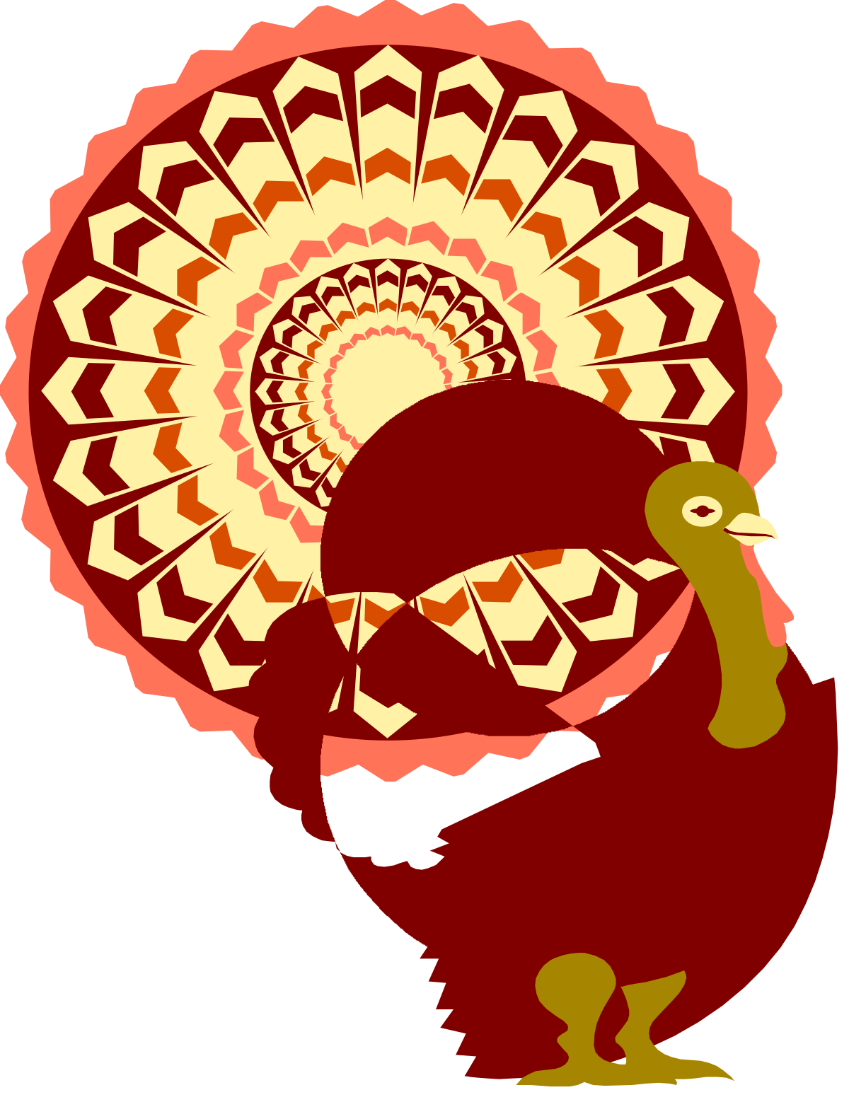 Turkey with Red and Orange Pattern Clipart
