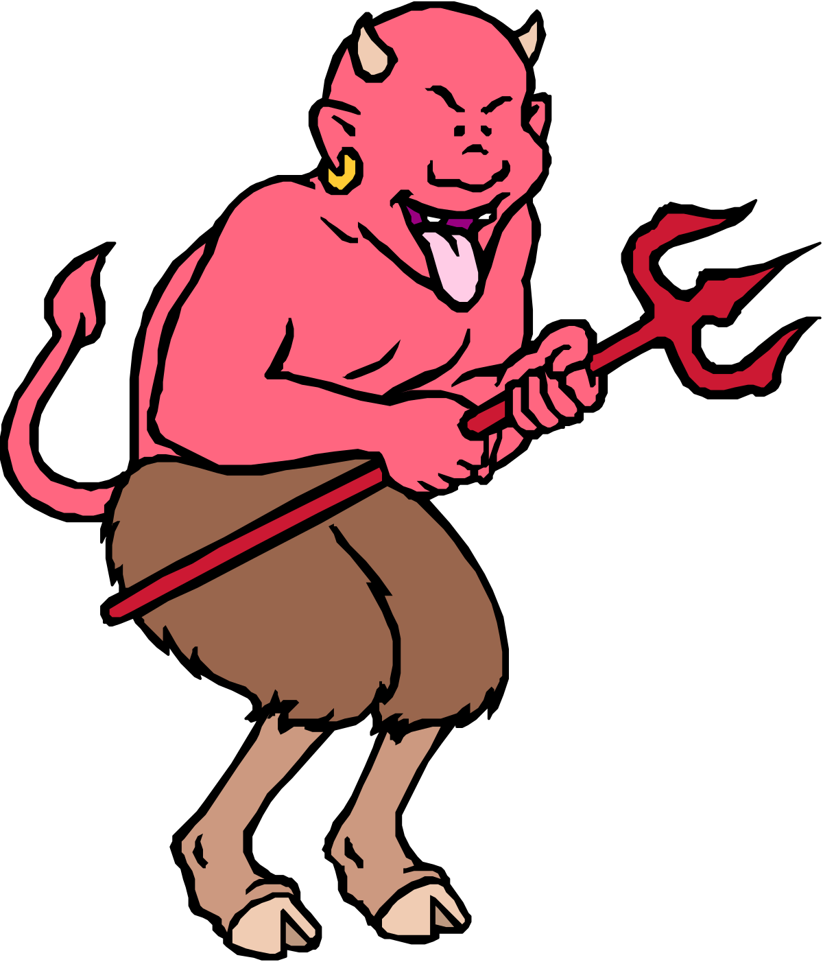 a cartoon character with a pitchfork and a red hat clip art png transparent Cartoon Character with Pitchfork and Red Hat - Playful Clipart
