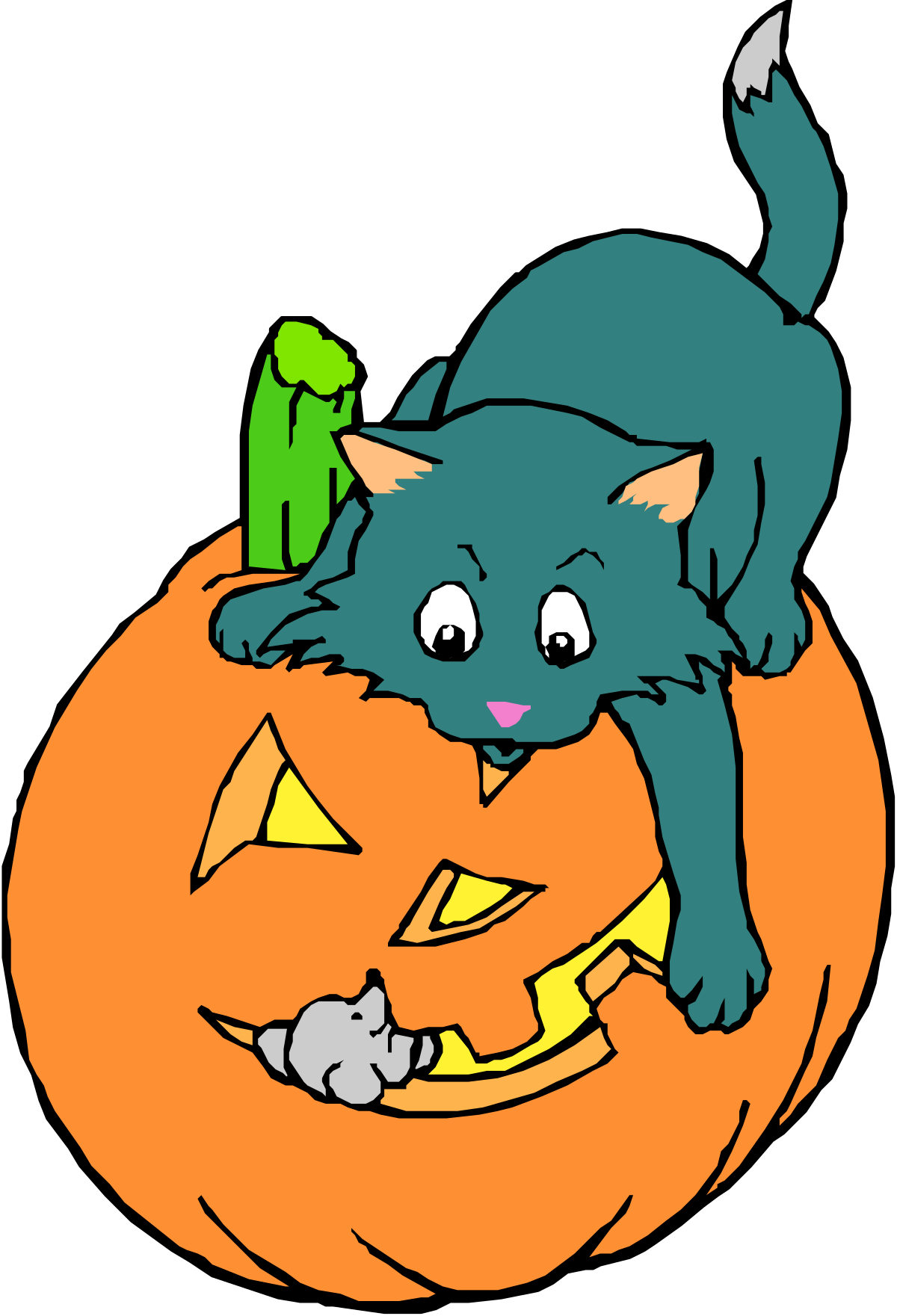 a cat is sitting on top of a pumpkin clip art png transparent Cat on Pumpkin Clipart: Whimsical Fall Decor