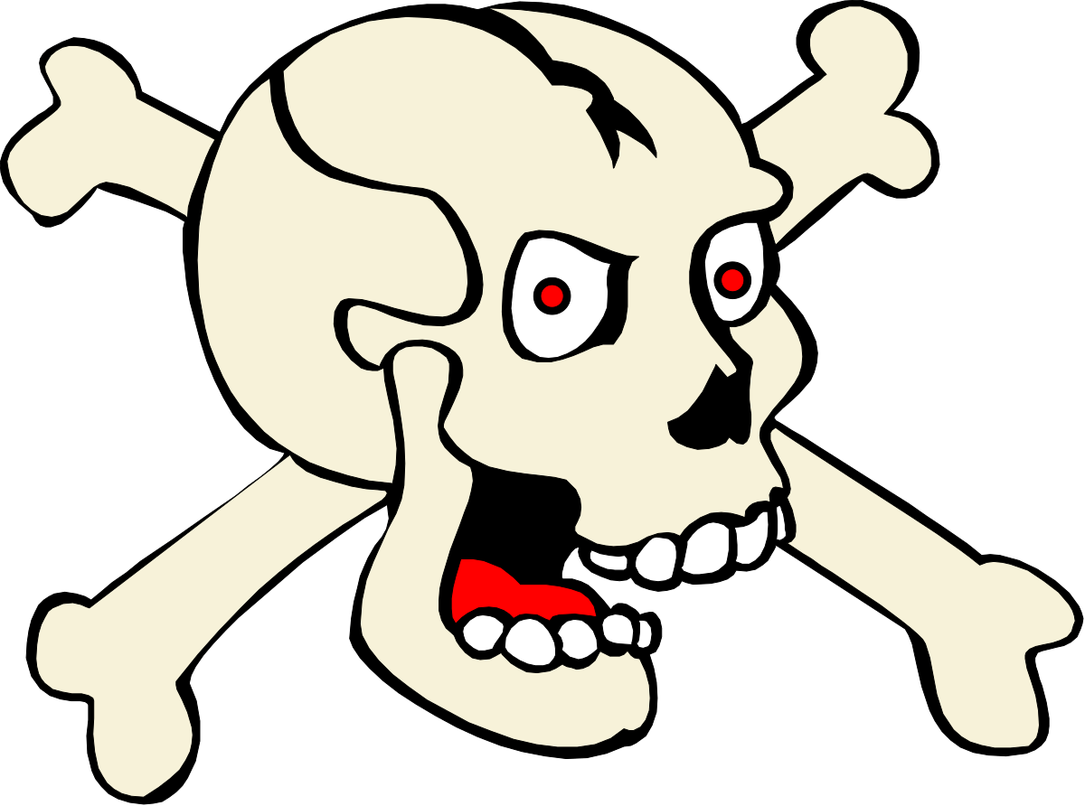 a cartoon skull with a crossbone on it clip art png transparent Cartoon Skull with Crossbones Clipart for Spooky Designs