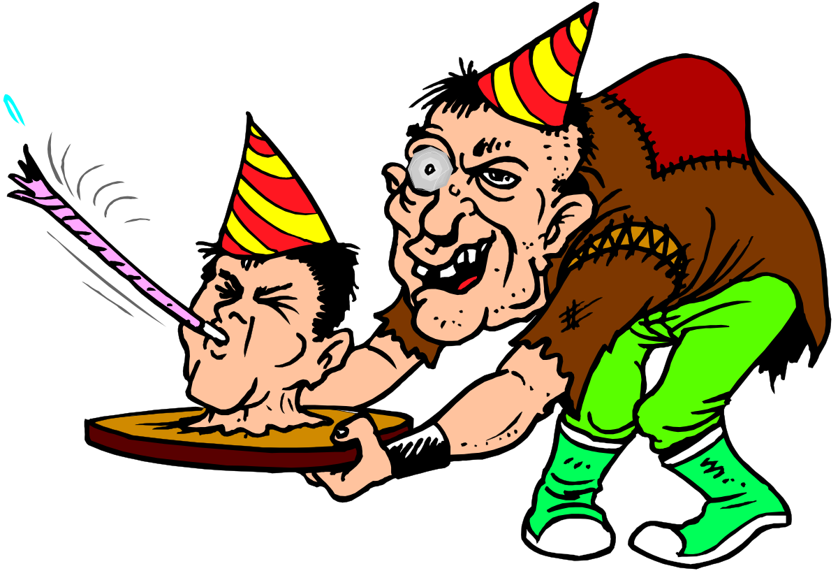 Birthday Celebration Clipart: Man in Party Hat with Cake