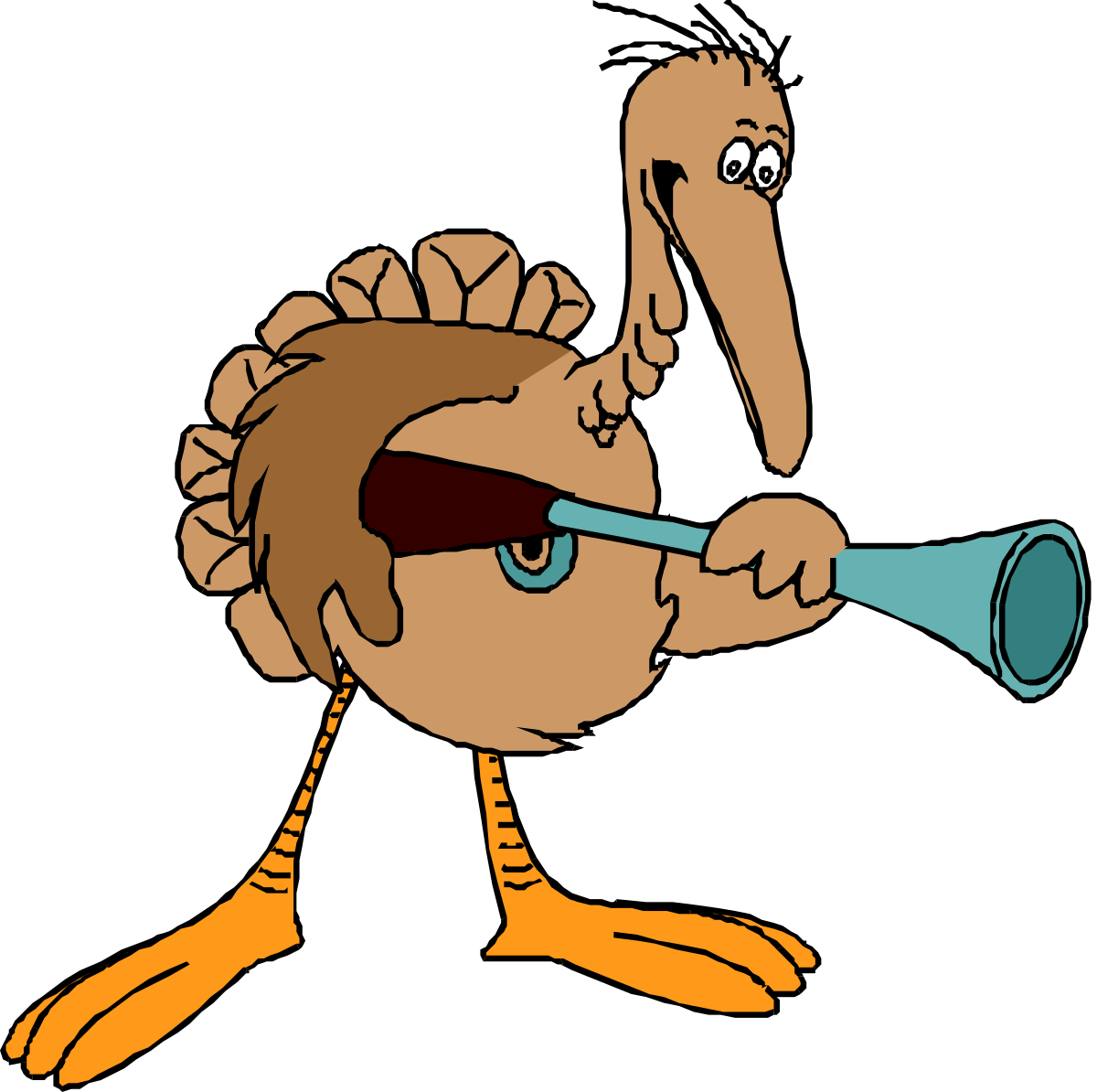 Cartoon Turkey with Trumpet Clipart  Perfect for Thanksgiving Celebrations