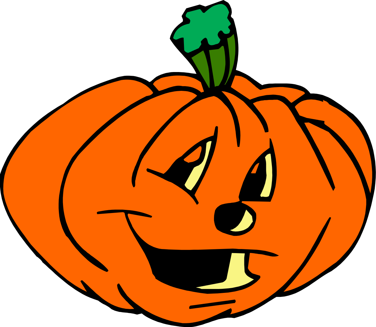 Cartoon Pumpkin with Green Leaf Clipart for Fall Decor