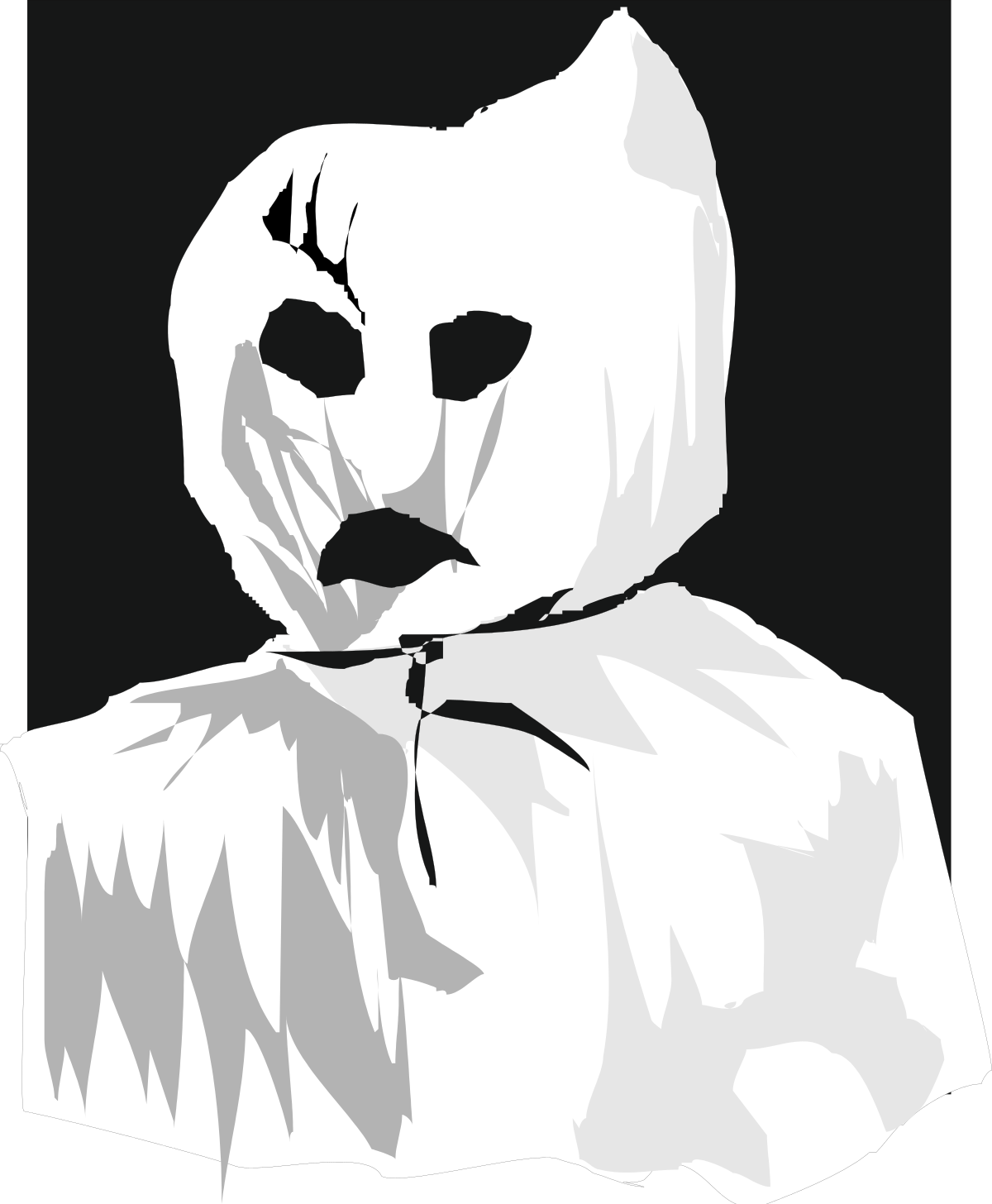 White Bear on Black Background Clipart - Unique and Striking Visuals