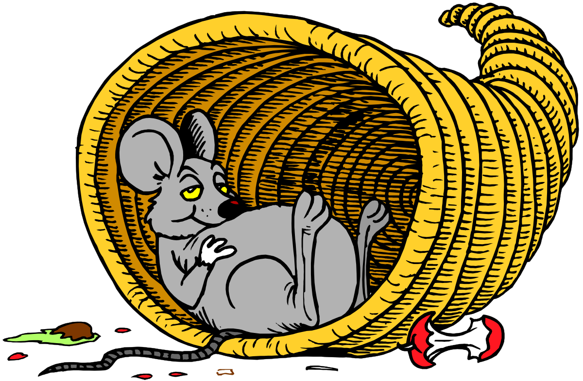 Rat in a Basket - Charming Clipart of a Mouse