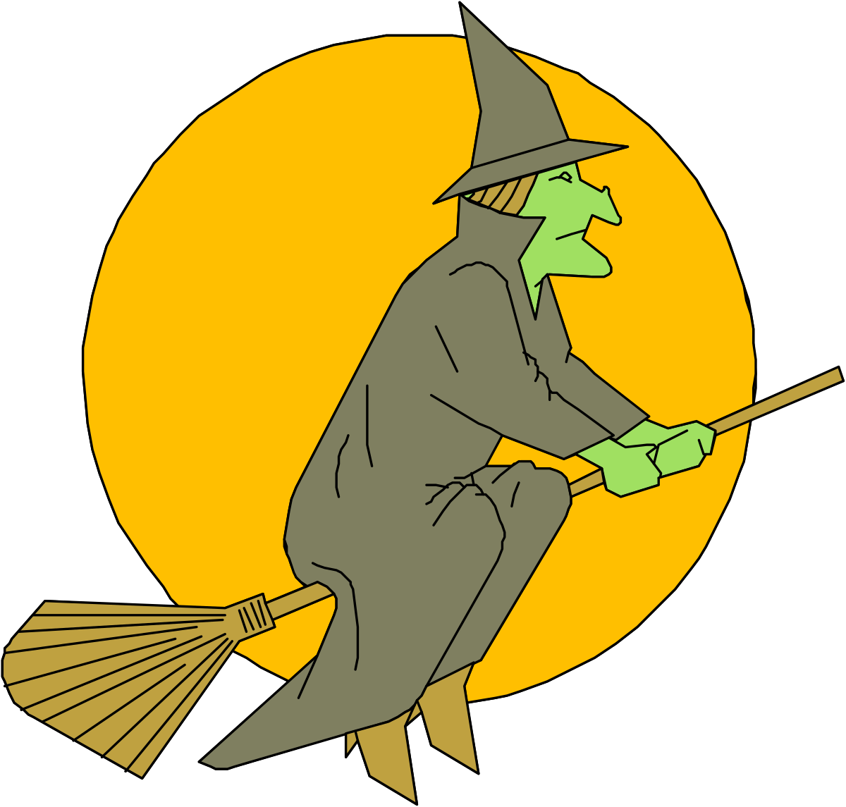 a witch flying in front of a full moon clip art png transparent Witch Flying in Front of a Full Moon - Enchanting Clipart for Halloween