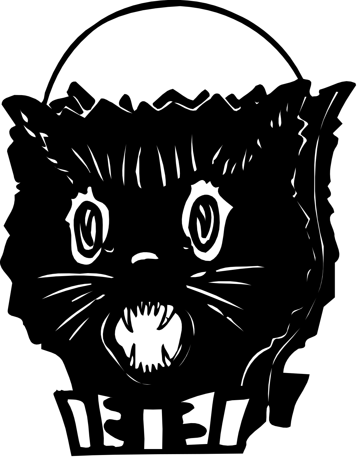 Grinning Black and White Cat Clipart for Fun Designs