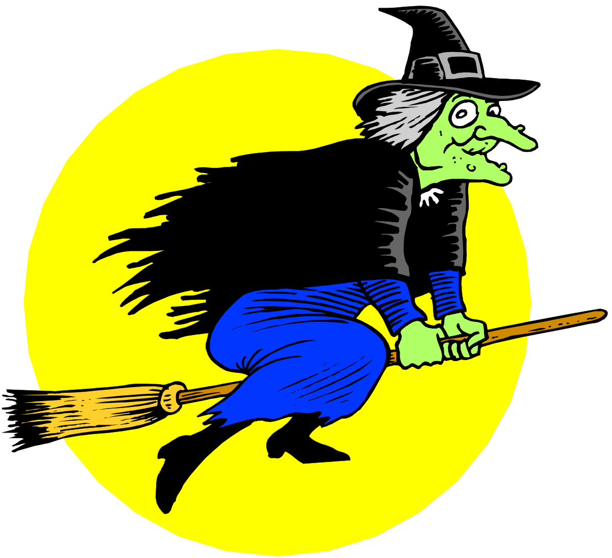 a witch flying in the air with a broom clip art png transparent Witch Flying in the Air with Broom - Enchanting Clipart