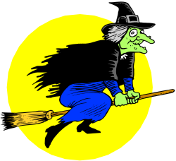 Witch Flying in the Air with Broom - Enchanting Clipart